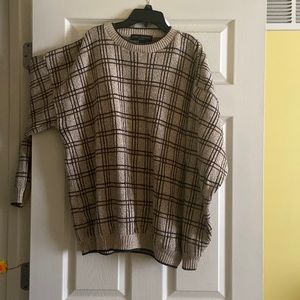 Brown and tan. Square cross design